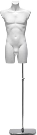 CYHTYM Schaufensterpuppe Der Oberkörper des menschlichen Modells, einstellbare Höhe 31-59 Zoll, EIN muskulöses männliches Sportmodell, abnehmbare Basis(White)