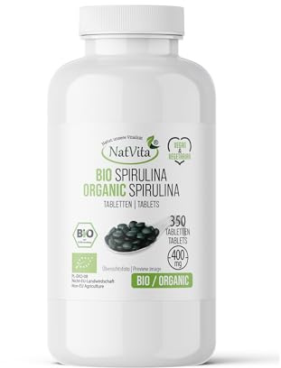 NatVita Spirulina Bio - Tabletten 400 mg 350 tbl Immunität Anämie Detox Spirulina Vegan GVOfrei Nahrungsergänzung