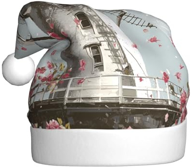 WHJSSF Atmospheric windmill Picture Christmas Hat for Adult Making It a Fun and Durable Gift for Men and Women