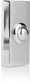 BYRON Wired Door Bell Push Button – Simple Design – Compatible with Most Chimes – Easy Installation with E4ALL Thankyou card (CHROME)