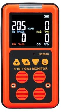 Détecteur de gaz, Détecteur Multi-gaz 4 en 1, Moniteur d'oxygène O2, sulfure d'hydrogène H2S, monoxyde de Carbone CO, gaz Combustible, analyseur LEL pour Le Travail et la Maison