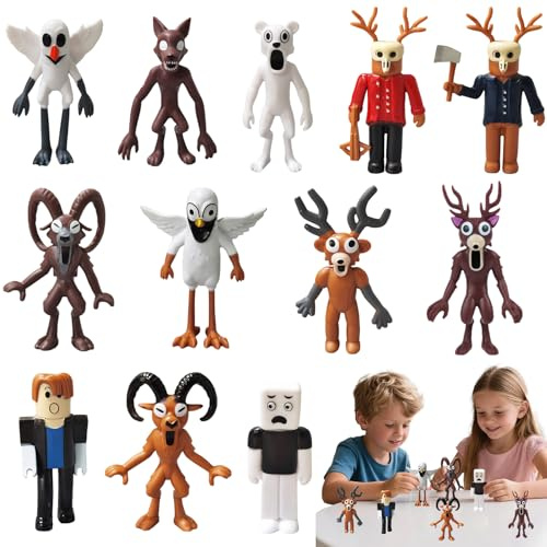 Figurine de Monstre Cerf, 12pcs Jouets Figurines 99 Nuits dans la Forêt, Figurine Cerf 99 Nuits dans la Forêt, Jouets de Personnages de Jeu de Survie Fantaisie, pour Fans, Enfants, Collectionneurs