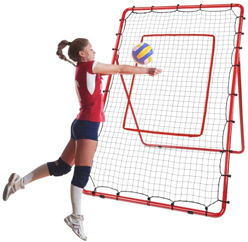 Red de rebote para voleibol de voleibol lacrosse en la espalda, zona de impacto para ejercicios de béisbol lacrosse, 122 × 185 cm, 5 ángulos ajustables, red de béisbol con bolsa de transporte