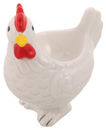 SMASOLO Huevera de Porcelana Forma de Pollito 3d Blanca, Taza Porta Huevos Pasados por Agua para Desayuno y Cocina, Soporte Estable para Huevos Cocidos, Decoración Rústica para Mesa
