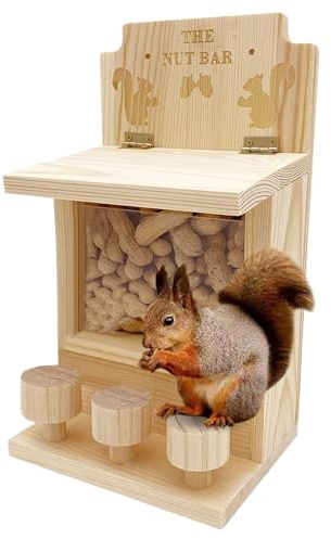 Alimentadores de ardillas para exteriores,Alimentadores de ardillas para árboles - Barra de nueces de madera Alimentador de ardillas al aire libre - Versátil casa de ardillas balcón en el alféizar de