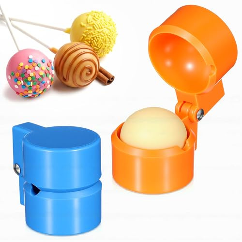Grevosea Lot de 2 moules à cake pop ronds et poussoirs en plastique ABS - Accessoires de cuisson - Mini gâteaux pour fêtes d'anniversaire, desserts de mariage