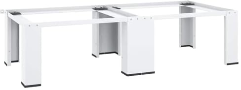 Mangloder - Base doble para lavadora y secadora (acero, 127 x 54,5 x 32,5 cm, almohadillas antideslizantes para todos los dispositivos estándar, altura de trabajo), color blanco