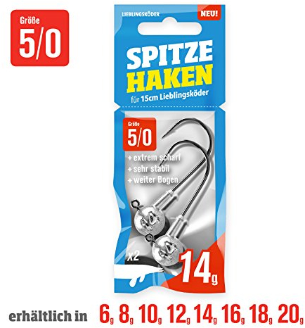 Lieblingsköder Spitze Haken 5/0-2 Jighaken, Gewicht:Gr. 5/0 8g