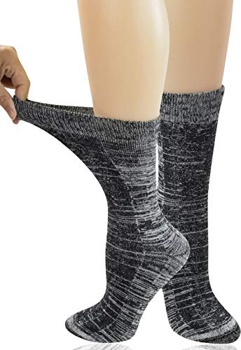 Yomandamor Women's 3 Pairs Thick Warm Winter Socks Non-binding Crew Dress Socks with Seamless Toe