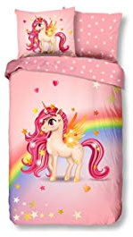 Good Morning! Little, Pony, Einhorn Unicorn Bettwäsche, Baumwolle, 135x220 cm mit EIN Kissenbezug 80x80 cm