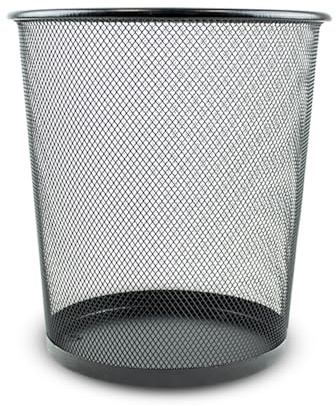 ZYBUX Circular Mesh Trash Can, Waste Basket Garbage Can Waste Can for Bathrooms, Kitchens, Home Offices, Dorm Rooms, Household Bin - Lightweight Sturdy Metal Bin 27cm x 23.5cm - Black