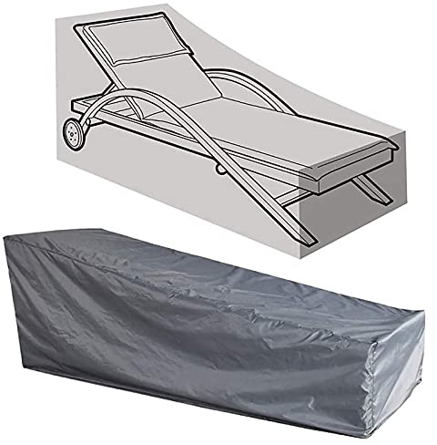 Housse de Chaise extérieur Couverture Housse de Protection Longue Respirante Imperméable 420D Tissu Oxford pour Chaise Longue Bâche Transat Sunlounger 210 x 75 x 80 x 40 cm, gris