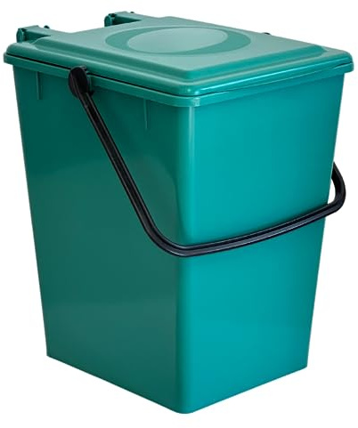 Tomaino - Poubelle de tri sélectif 10 l – Poubelle humide, verre, papier et plastique avec poignée anti-randonnement – Poubelle pour cuisine et extérieur – Vert