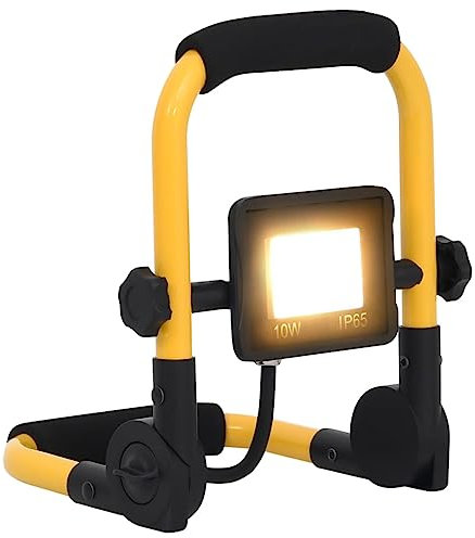 vidaXL Projecteur à LED avec Poignée Lampe d'Extérieur Eclairage de Sécurité de Jardin Projecteur d'Extérieur Chantier de Construction 10 W