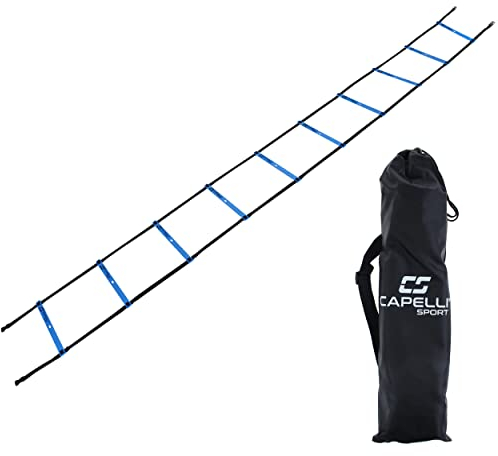 Capelli Sport Speed Agility-Leiter, 10 Sprossen Sport Geschwindigkeit Training Workout Leiter mit Tragetasche, blau, 4,5 m