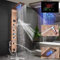 LED Luxus Duschpaneel elegant aus rostfreiem Edelstahl mit Bidet Funktion, Wanneneinlauf, Temperaturanzeige und 8 Massagedüsen Farbe: Rose Golden