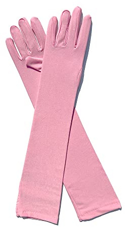 PTNKUIIY Damen Lange Abendhandschuhe, Milchseide Opernhandschuhe, Elastisch Ellenbogen Handschuhe für Frauen, 1920er Stil, Fasching, Karneval, Tanzen, Rosa #2