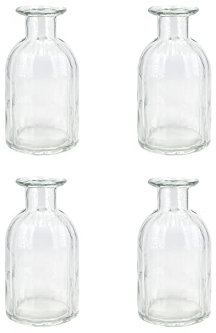 Creativery Vasen Glas 14cm x 4 Stück Blumenvase 250ml Dekoflaschen Set Glasvase Glaskaraffe klar