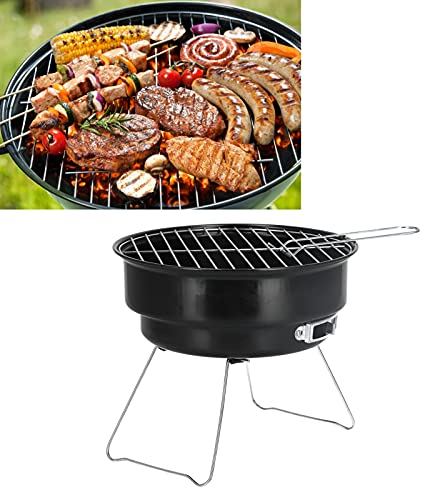 Barbecue a Carbone Rotondo, Griglia Carbone Barbecue, Barbecue Carbone Portatile, 25×26cm, con Griglia Pieghevole,Set Mini Barbecue a Carbone Portatile,BBQ Grill,per Casa Cucina BBQ Picnic Campeggio