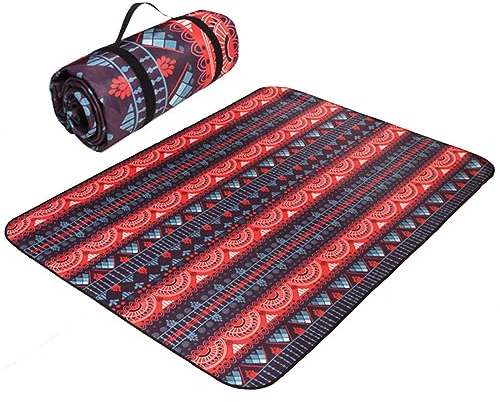 EUPXRHY Picknickdecke Wasserdicht & Isoliert, 3 Schichten Verdickt Picknick Decke mit Aluminiumfolie, Stranddecke Sandfrei, XXL Picknick Decke Für Picknick, Strand, Camping, Waschbar,D,200X200cm