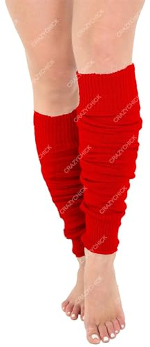 Crazy Chick Bright Neon 80s Dance Ankle Leg Warmers Fancy Dress Accessory-Fluorescent