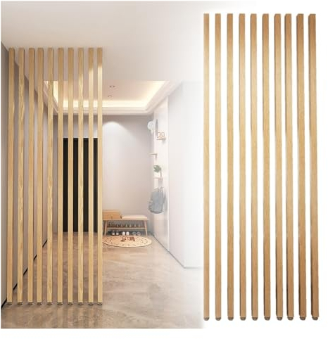 Room Divider/ Paravent 10Stück Wandtrennwand Raumteiler Boden bis Decke Holzpfosten, Holzschirm Trennwand Lamellen für Wohnzimmer Home Office Eingang Dekor, Keine Notwendigkeit zu bohren ( Color : 10p