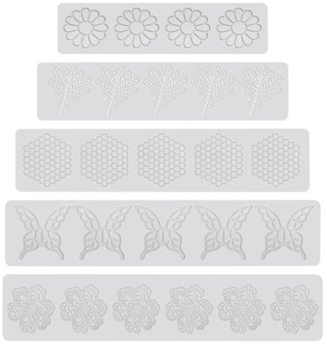 HEKOBAG Kuchen Fondant Form, 5-teilige Silikonform mit 3D Fondant Blumen | für Backen, Harz, Zucker & Kuchen Deko