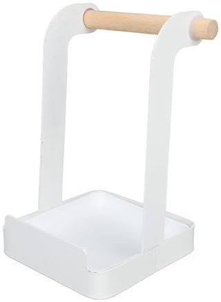 CDQL Support de Couvercle de Casserole, Support de Couvercle de Casserole en Métal, Support de Louche de Tour, Support Multifonction en Bois pour Bassin en Fer Antidérapant, (Blanc)