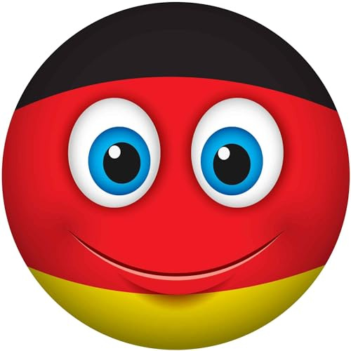 kleberio Selbstklebender Aufkleber wasserfest Autoaufkleber Wohnmobil Sticker Mülltonnenaufkleber Wohnwagen Smile Coole Set Car lustige Fußball Sticker Fahne Fanartikel Deutschland 10 x 10 cm