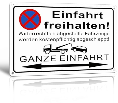 TAKULA Einfahrt Freihalten Schilder Ausfahrt Freihalten Schild(30 * 20CM Aluminium),Ein und Ausfahrt Freihalten Schild Parken Verboten