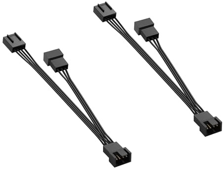 GINTOOYUN 2 Pcs 4 Pin/3 Pin PWM Chassis Fan Splitter Kabel 4 Pin/3 Pin 1 Buchse zu 2 Stecker PC Kühlleistung Splitter Verlängerungskabel für Chassis Lüfter, CPU Lüfter etc(1 bis 2)