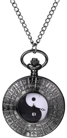 JewelryWe Vatertagsgeschenk Taschenuhr Herren Retro Royal Flush/Kompass/Blumen/Glocke/Motorrad Kettenuhr Analog Quarz Uhr Anhänger mit Halskette Kette Bronze Geschenk für Männer