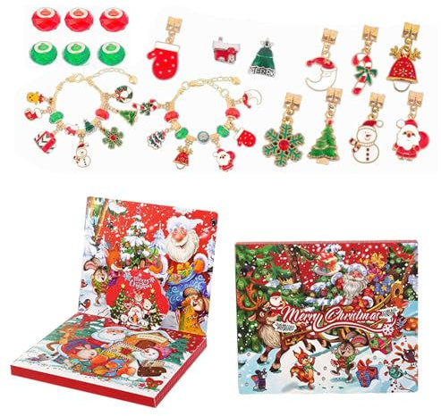 Weihnachts-Advents-Countdown-Kalender,Advents-Weihnachtskalender,Schmuck-Countdown-Box - Weihnachts-Countdown-Schmuck-Adventskalender für Mädchen, Kinder, Frauen, Erwachsene
