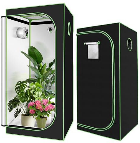 Vigevee Grow Tenda 600D Oxford Grow Tent con finestra di osservazione, impermeabile e luminosa, 80 x 80 x 180 cm, tenda per piante da interni, Growroom