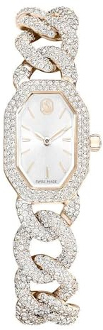 Swarovski Dextera Edelstahl Schweizer Uhr mit Kristall Armband für Damen Weiß/Roségold, Weiß/Rotgold, Klassisch