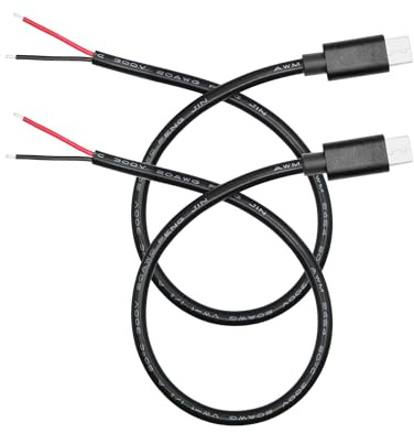 2 pezzi Cavo di alimentazione USB C a 2 pin a filo nudo con estremità aperta da 11 pollici, cavo pigtail a 2 pin con connettore maschio USB tipo C 20AWG 5V/5A, per apparecchiature USB tipo C