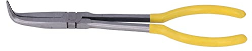 45# Steel Long Nose Pliers, Comfortable Handle, Wire Clamp, Crafting and Repair, 11in Length, for Bending, Twisting, and Holding Tiny Fasteners (90° clamp)