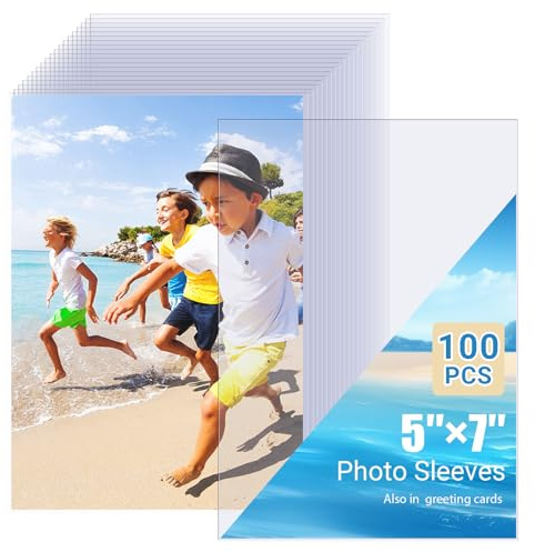 100 Fundas Protectoras Transparentes 13x18 cm - Sobres de Archivo con Apertura Superior, Sin Ácido e Impermeables - Ideales para Álbumes de Fotos, Tarjetas de Colección y Documentos