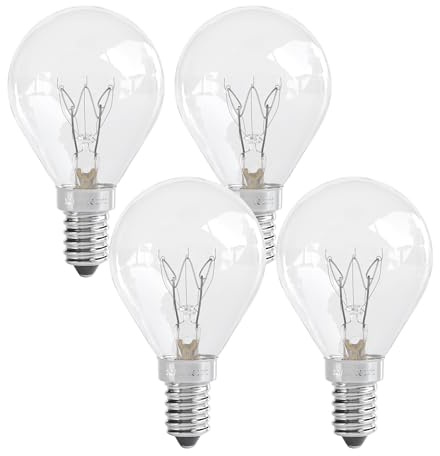 greate 4X E14 Oven Bulb 40W 300 Degrees Heat Resistant - Oven Light Bulb, Salt lamp, Microwave, Lava lamp and More - lamp 40W with 400 lumens & 2700K Warm White