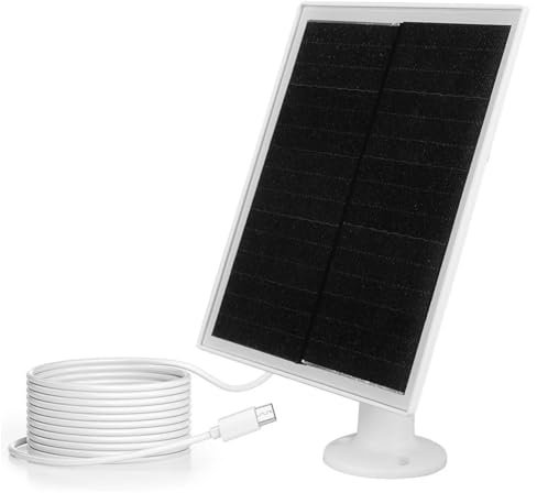 Lbvzxkad Cargador de Panel Solar de 10W 5V para Cámaras de Seguridad Exteriores, Cámaras con Batería Recargable, IP65 A Prueba de Agua, Micro-USB
