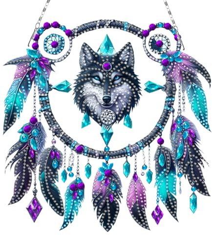 Demiawaking 5D DIY Diamond Painting Kranz Girlande Set, Diamant Painting Anhänger Türkranz Kits mit Kette, Diamant Malerei Traumfänger Kit Tür Fenster Deko DIY Geschenk (I)