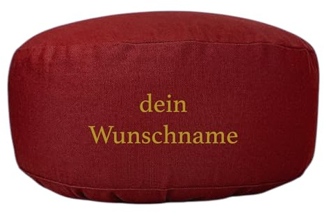 Högkvalitativ meditationskudde broderi Namasté/BASIC överdrag tvättbar innerkudde organiska dinkelskålar Ø 33 cm H: 15 cm (personalisering enligt önskemål) (buddhistisk röd uni/anpassningsbar)