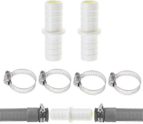 Washing Machine Hose Connector 2pcs Washing Machine Waste Pipe Connector 110810 Leak-Proof Hose to Hoses Joiner with 4 Metal Clamp for Water Waste Management