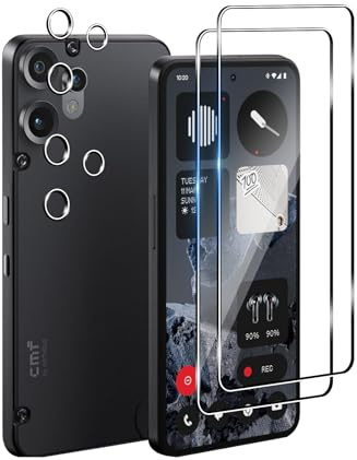 Wookfiss Skärmskydd för Nothing CMF Phone 2 Pro högupplöst 9H hårdhet anti-fall/repskydd härdat glas härdat glas (2) + skyddskamera(2)
