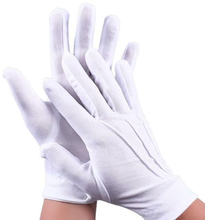 2x Baumwollhandschuhe weiß für Neurodermitis, elastische weiße Handschuhe | Stoffhandschuhe weiß Baumwolle, feine weiße Handschuhe herren, edles Zubehör zur Schmuckpflege