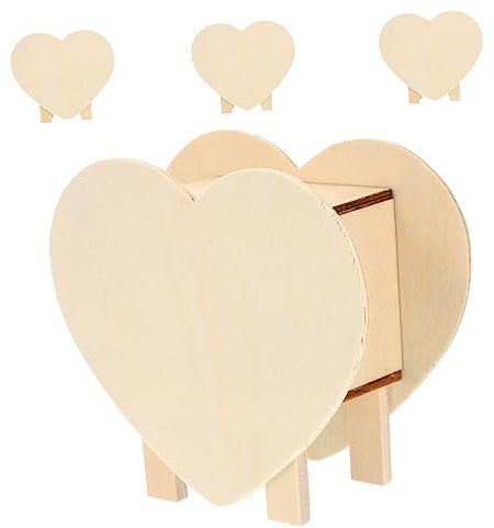 KONTONTY 4stücke Teiliges DIY Holz-spardosen- Leere Herzform-spardose Zum Bemalen Kreative Junge Mädchen-sparbüchsen Aus Holz Zum Basteln Und Dekorieren Lustige Geldbox Für Junge Mädchen