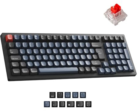 Keychron K4 Pro Mechanical Wireless Keyboard - Red Linear Switch RGB Backlit, QMK/VIA Programmable, Bluetooth/USB-C Connectivity, 96 Keys Hot-swappable for Office & Gaming (UK Layout) - Black