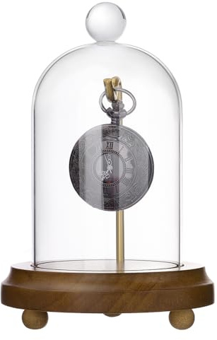 PH PandaHall 4.5 x 6.6 Glass Display Dome Cloche, Clear Bell Jar Centerpiece Display Case Glass Dome Tabletop Centerpiece with Solid Wood Base for Wedding DIY Snow Globes Flowers Plants Home Decor