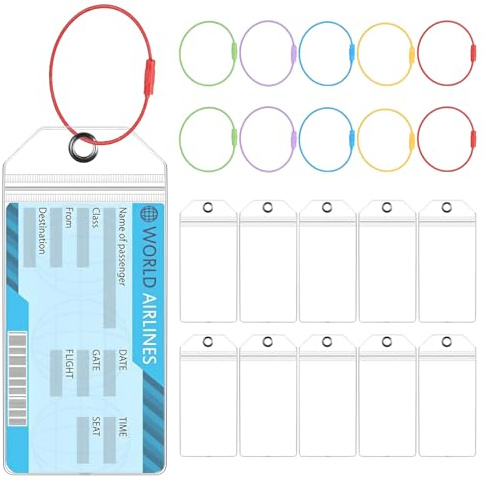 11 Stück Kofferanhänger Kreuzfahrt bunt wasserfest 19x9 cm Metallband | Transparent PVC wasserfest reißfest Metallband sicherer Halt wiederverwendbar geeignet für Flugreisen Kreuzfahrten