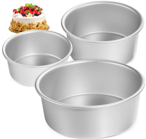 WEKADRIN 3 pezzi Teglie per Torte Alluminio Stampo Rotondo per Chiffon Cake Cheese Cake e Torte Nuziali Diverse per Ogni
